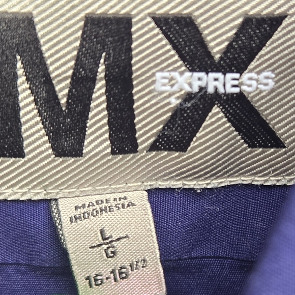 Express Blue Casual Button Down‎ Shirt Fitted Large - Picture 3 of 9